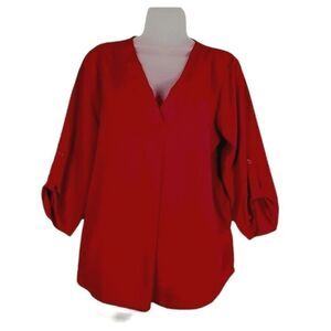 Lush Solid V Neck Tunic Blouse Sz M